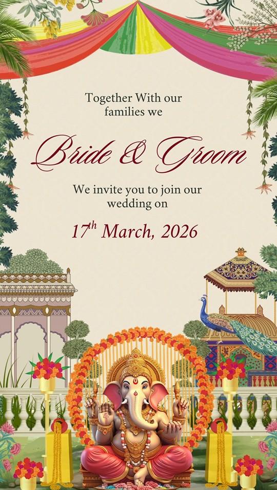 Pink White Traditional Indian Wedding Invitation Mobile Video