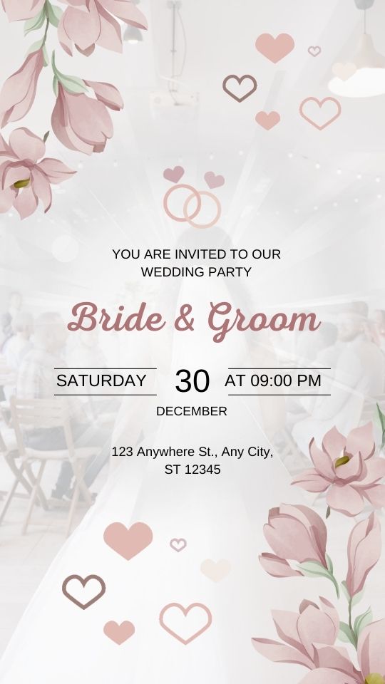 Elegant pink floral wedding invitation