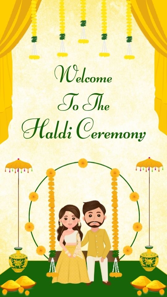 Yellow and Green Traditional Indian Wedding Haldi Ceremony