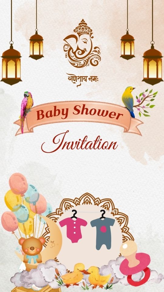 Pink Blue and Brown Playful Baby Shower 